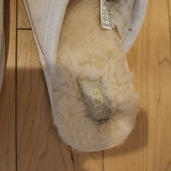 NEW UGG PEARLE SUEDE SHEARLING‎ SLIP ON SLIPPERS CREAM - Picture 5 of 6
